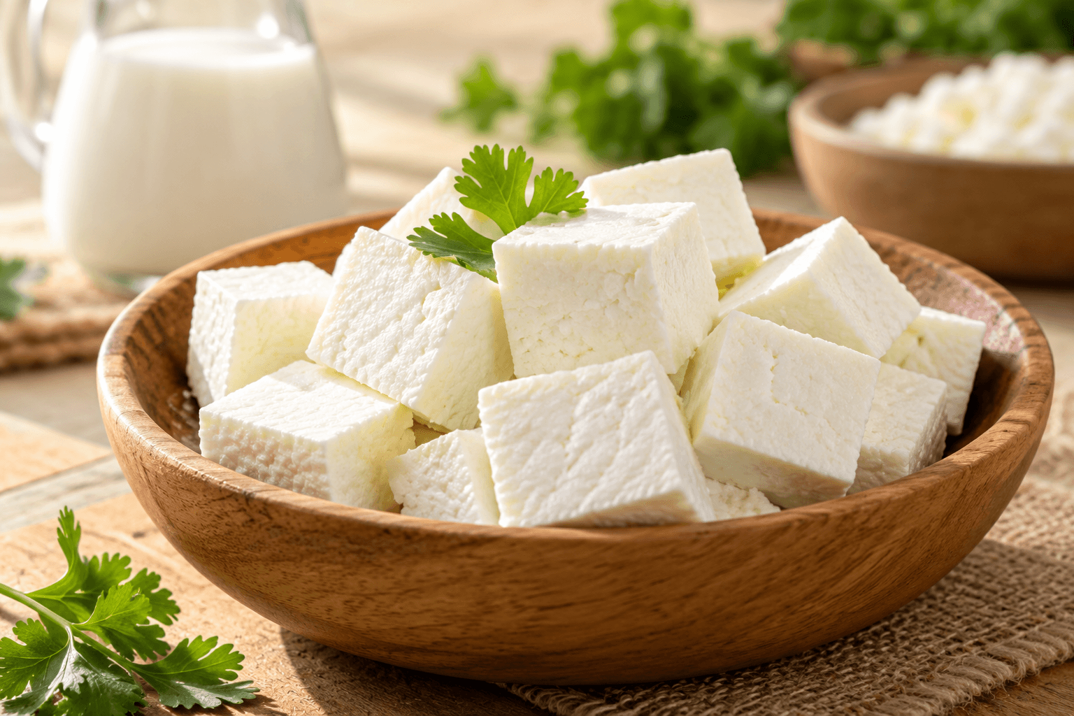 SVKK Fresh Pure A2 Paneer cubes in bowl